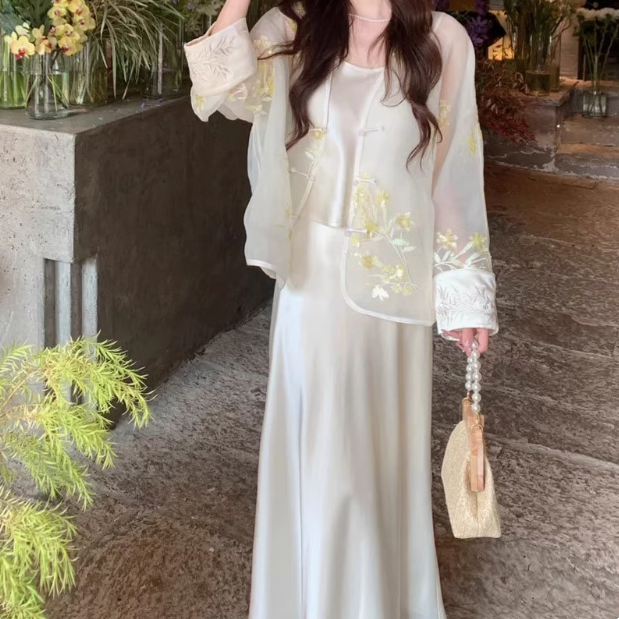 新中式女装国风佛系禅意老钱风套装旗袍连衣裙春新款