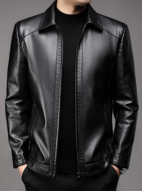 利郎商务男装秋季男士真皮皮衣中年休闲翻领绵羊皮夹克外套爸爸装